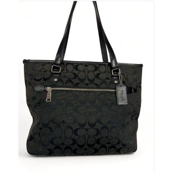 Coach Gallery Womens Tote Bag In Signature Canvas Graphite Black - Picture 2 of 10